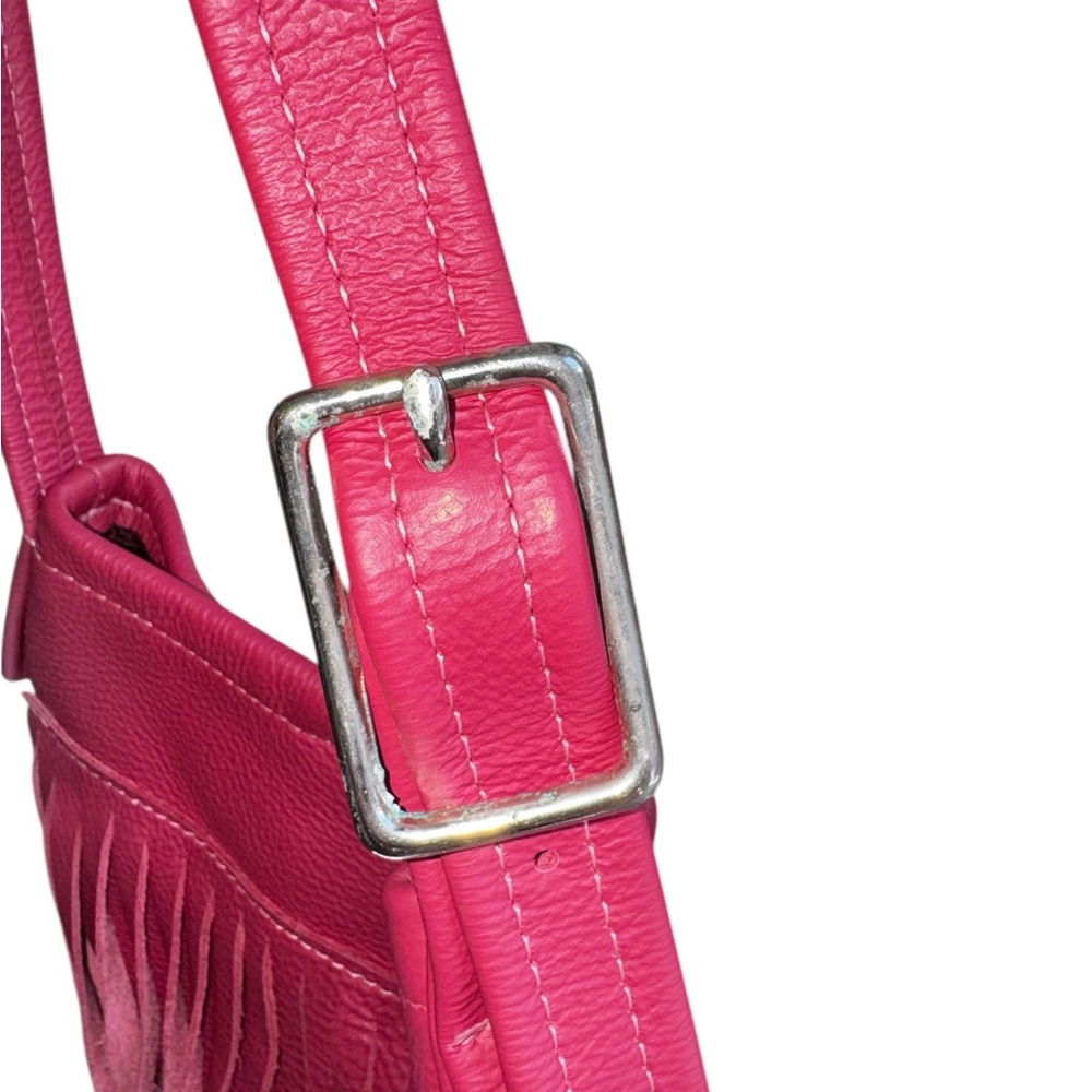 Jennifer Haley Women’s Hot Pink Pebble Grain Leather Crossbody Bag - Picture 2 of 8